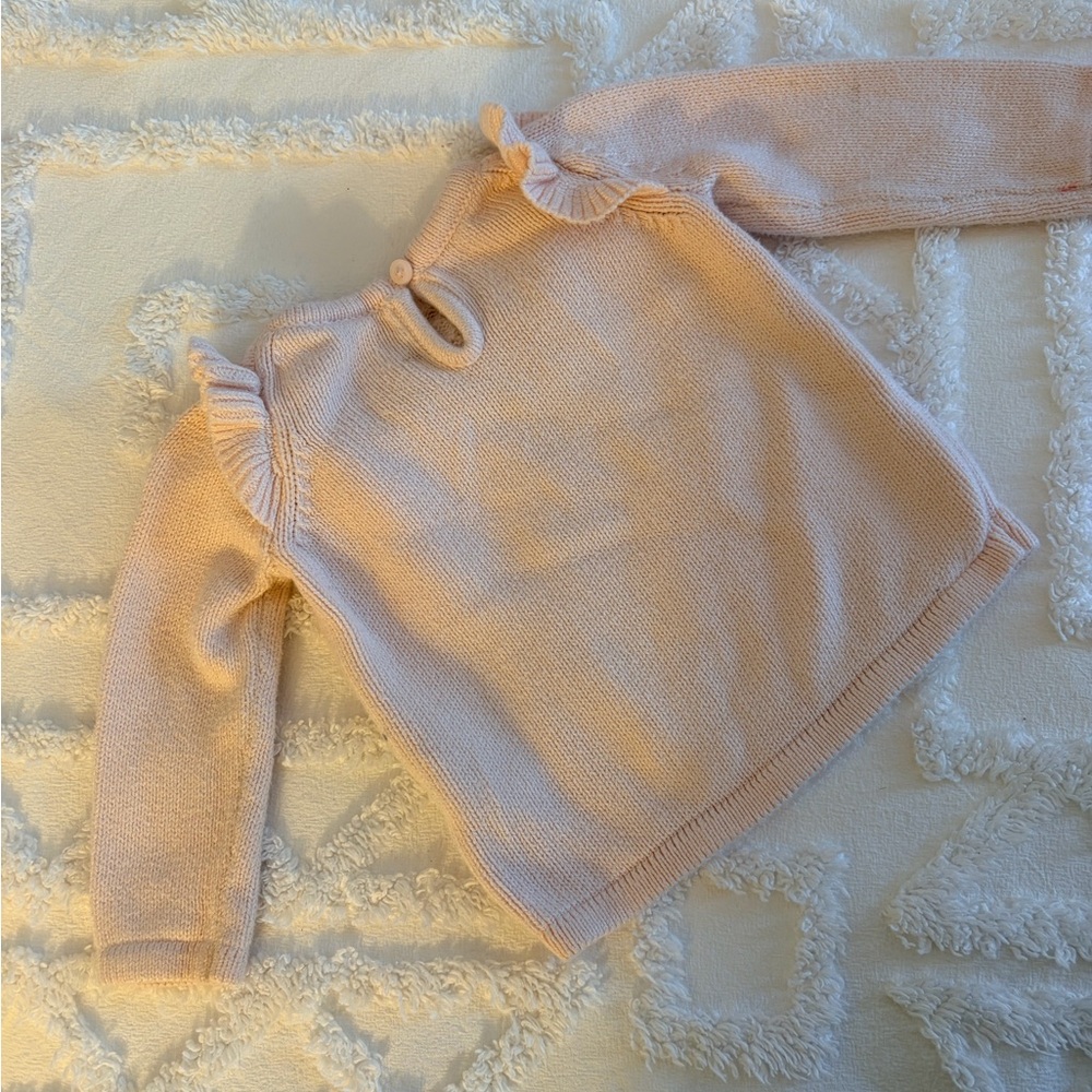 Pink Ruffled Cable Knit Sweater - Picture 3 of 4